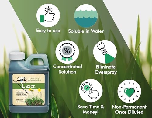 Liquid Harvest Lazer Green Concentrated Spray Pattern Indicator - 1 Quart (32 Ounces) - Perfect Weed Dye, Fertilizer Marking Dye, Turf and Herbicide Marker