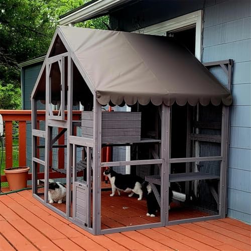 Aivituvin Extra Large Window Catio 5-Level Outdoor Cat Enclosure with Cover