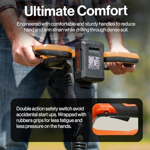 SuperHandy Earth Auger Power Head w/Steel 6"x30" Bit Ultra Duty Eco-Friendly Electric Cordless Lithium-Ion Battery & Charger for Earth