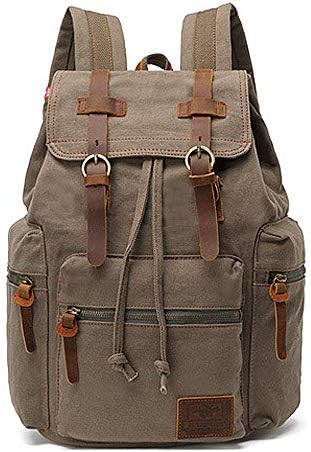 AUGUR High Capacity Canvas Vintage Backpack - for School College Hiking Travel 12-17" Laptop
