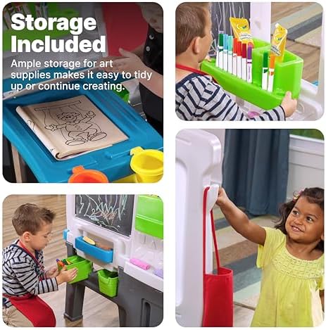 Step2 Great Creations Art Center, Kids Activity Table, Arts & Crafts Desk, Made of Durable Plastic, Includes Bench, For Toddlers 3+ Years Old