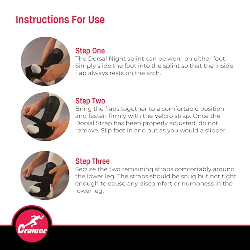Cramer Dorsal Night Splint, Small, Foot Brace for Plantar Fasciitis Support, Lightweight Low-Profile Sleep Aid, Adjustable Arch Alignment Splint for Left or Right Foot, Slip-Resistant Fit