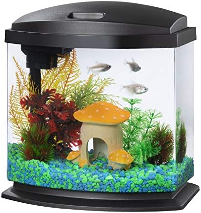 Aqueon LED MiniBow Small Aquarium Fish Tank Kit with SmartClean Technology, Blue, 1 Gallon