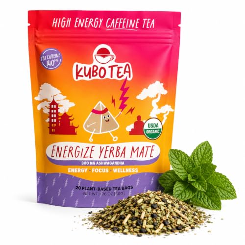 Kubo Energize Yerba Mate Tea, Organic High Caffeine Energy Tea Bags - 20 Ct