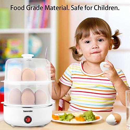 Tomorotec 14 Egg Cooker, Electric Hard Boiled Egg Boiler & Poacher, Steamer | 2-Tier Auto Shut-Off, for Vegetables, Seafood & Dumplings