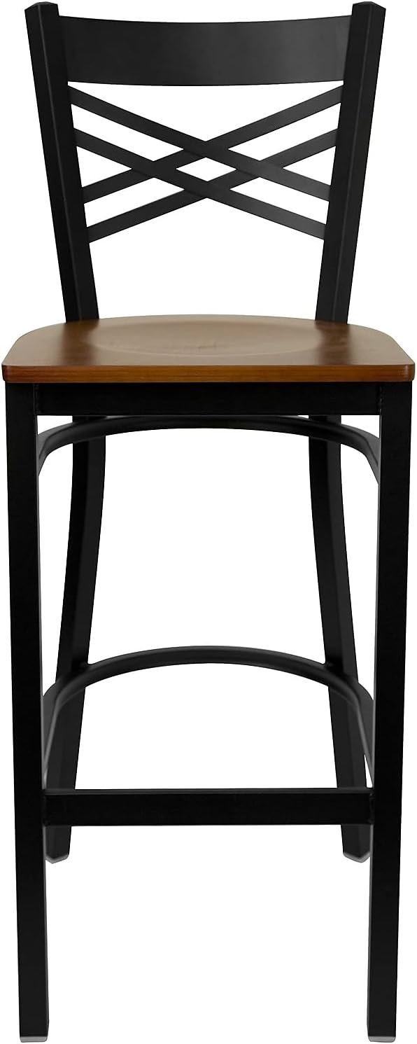 Flash Furniture Hercules Metal Restaurant Barstool, Black | X Back Style, Vinyl Upholstery, Durable Construction, Commercial Use