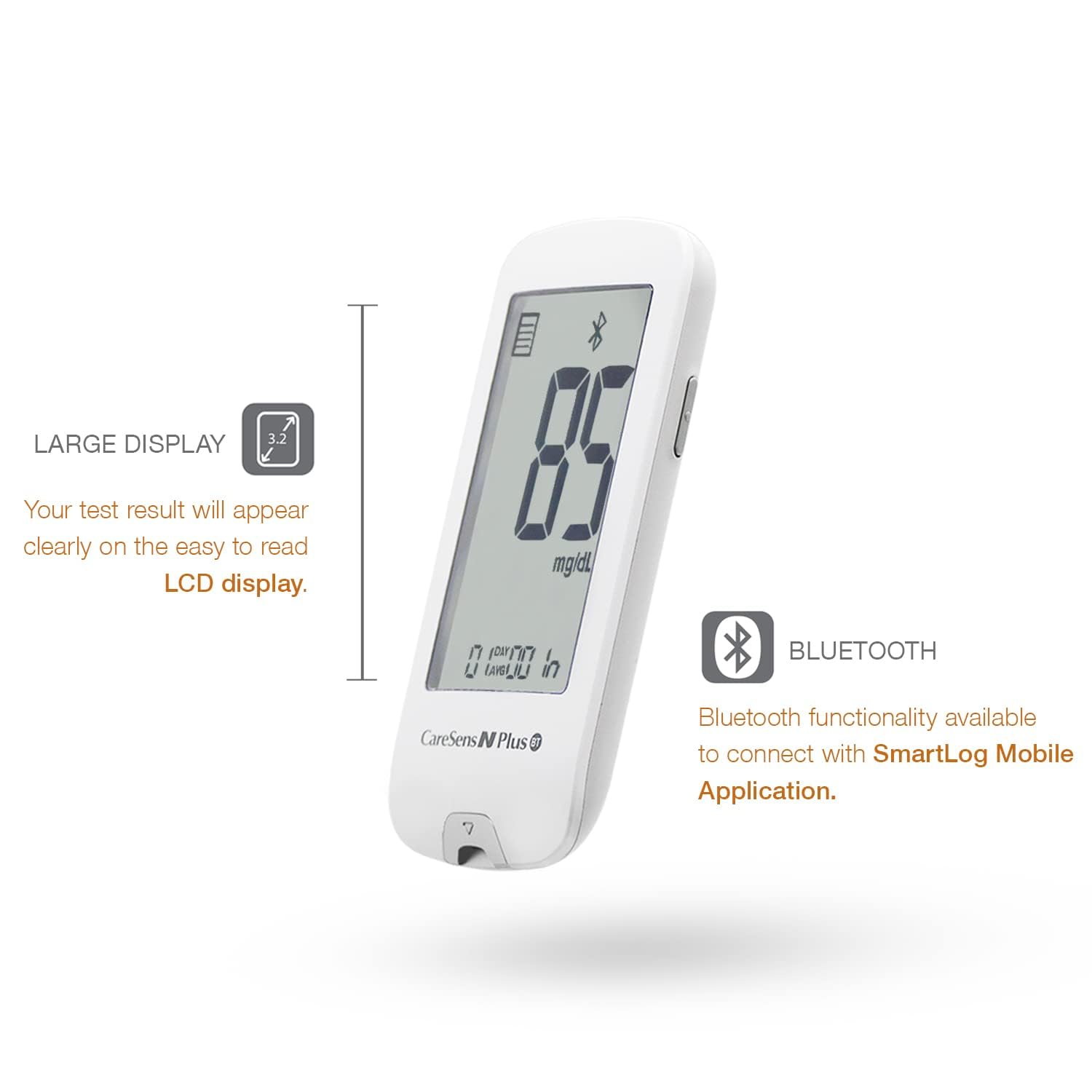 CareSens N Plus Bluetooth Blood Glucose Monitor Kit with 100 Blood Sugar Test Strips, 100 Lancets, 1 Blood Glucose Meter, 1 Lancing Device