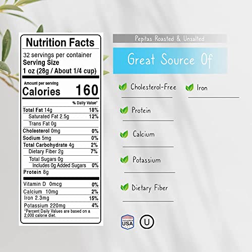 Jaybee's Unsalted Pumpkin Seeds 32 oz, Roasted Pepitas, Healthy Snack | Nutritious pepitas packed with protein and fiber, perfect for snacking or topping your favorite dishes.