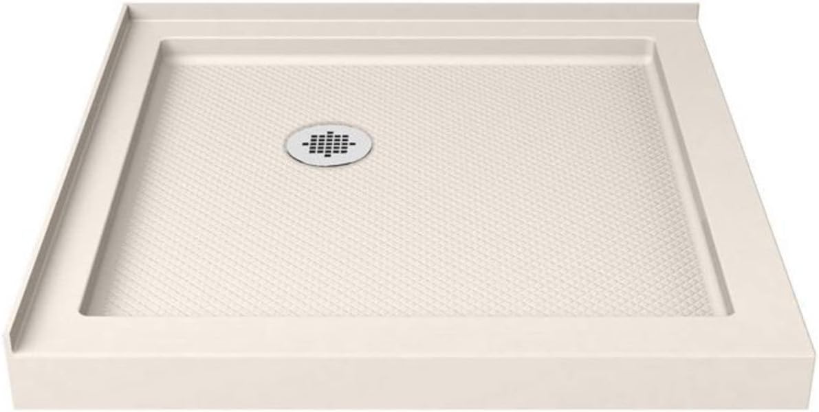 DreamLine SlimLine 34 in. D x 48 in. W x 2 3/4 in. H Right Drain Double Threshold Shower Base in White, DLT-1034482