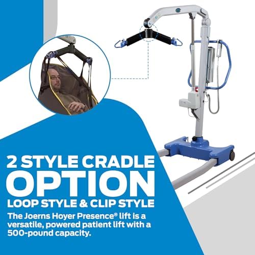 Joerns Hoyer Presence Patient Lift, 500 lbs Capacity, Power Operated Base, 6-Point Cradle, Smart Monitor Technology
