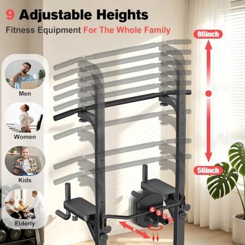 RELIFE REBUILD YOUR LIFE Pull Up Bar Free Standing Power Tower for Home Gym | Dip Station Pull Up Station, Multi-Function Home Fitness Equipment for Pull-Ups, Dips, Push-Ups, Full Body Strength Training