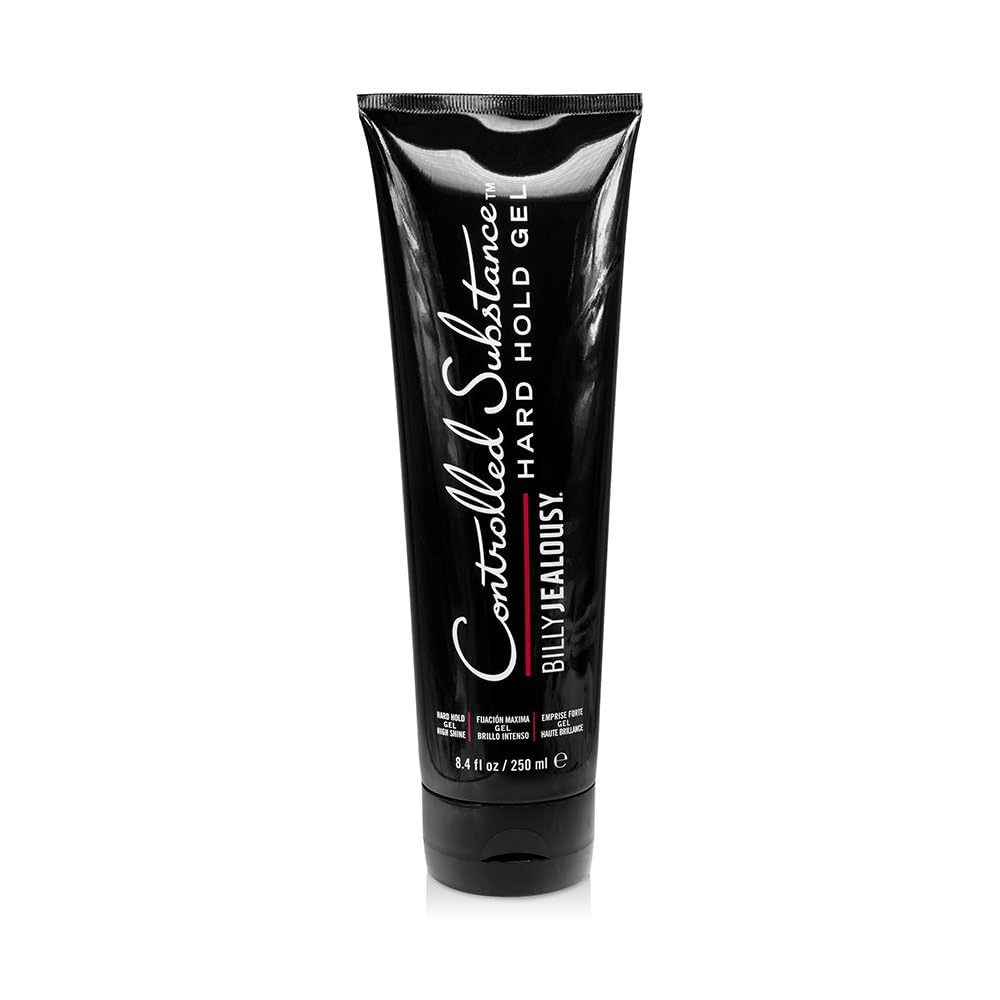 Billy Jealousy Controlled Substance Hard Hold Mens Styling Gel, Professional Hair Cream with Sunflower and Sage Extracts, Water-Based & Alcohol Free