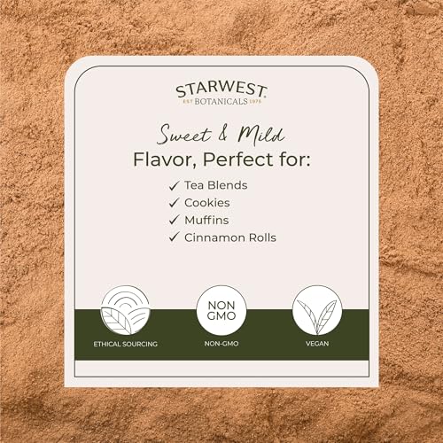 Starwest Botanicals Organic Ceylon Cinnamon Powder - Spice for Tea, Cooking, & Baking, Sweet & Mellow Flavor, Certified Kosher