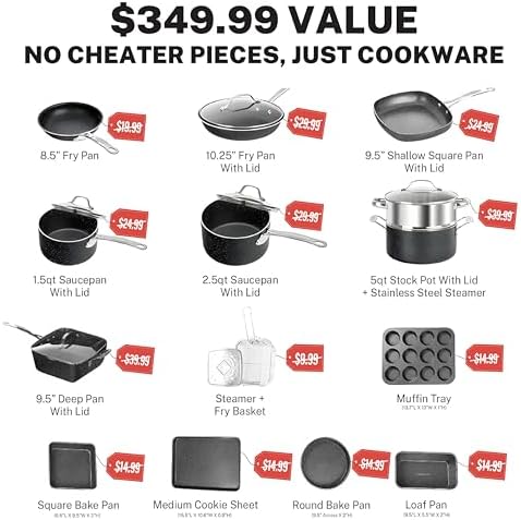 Granitestone 20 pc Pots and Pans Set Non Stick Cookware Set