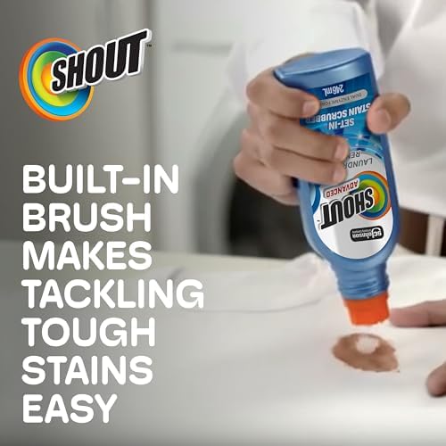 Shout Advanced Stain Remover Gel for Clothes Laundry, Ultra Concentrated Gel with Built-in Scrubber Brush for Deep Set-In stains, 8.7oz