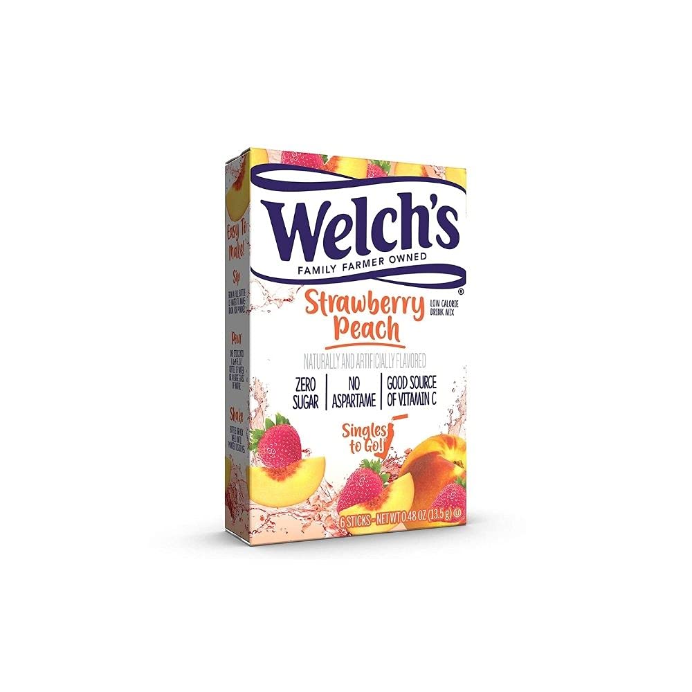 SINGLES TO GO! Welch's Variety Pack - Strawberry Peach, Cherry Pomegranate & Grape Pack of 6