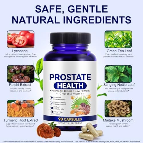 Prostate Health Supplements for Men - Promote Sleep, Urinary Tract Health Support, Saw Palmetto with Reishi & Nettle, Ashwagandha