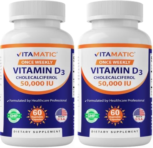 Vitamatic Vitamin D3 50,000 IU Once Weekly, 60 Veg Capsules, Made in USA