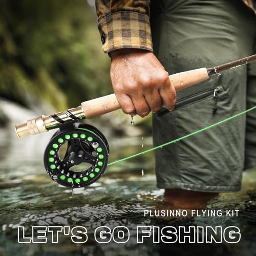 PLUSINNO Fly Fishing Rod and Reel Combo Kit, Fly Fishing Rod for Starters | 4 Piece Lightweight Ultra-Portable Graphite 5 Wt -9' Fly Rod, 5/6 Reel
