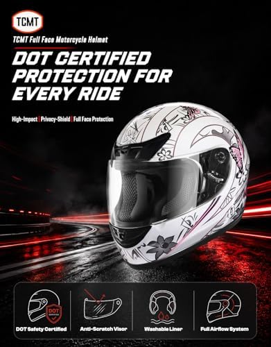 TCMT Full Face Helmet for Adult Men & Women, DOT Approved