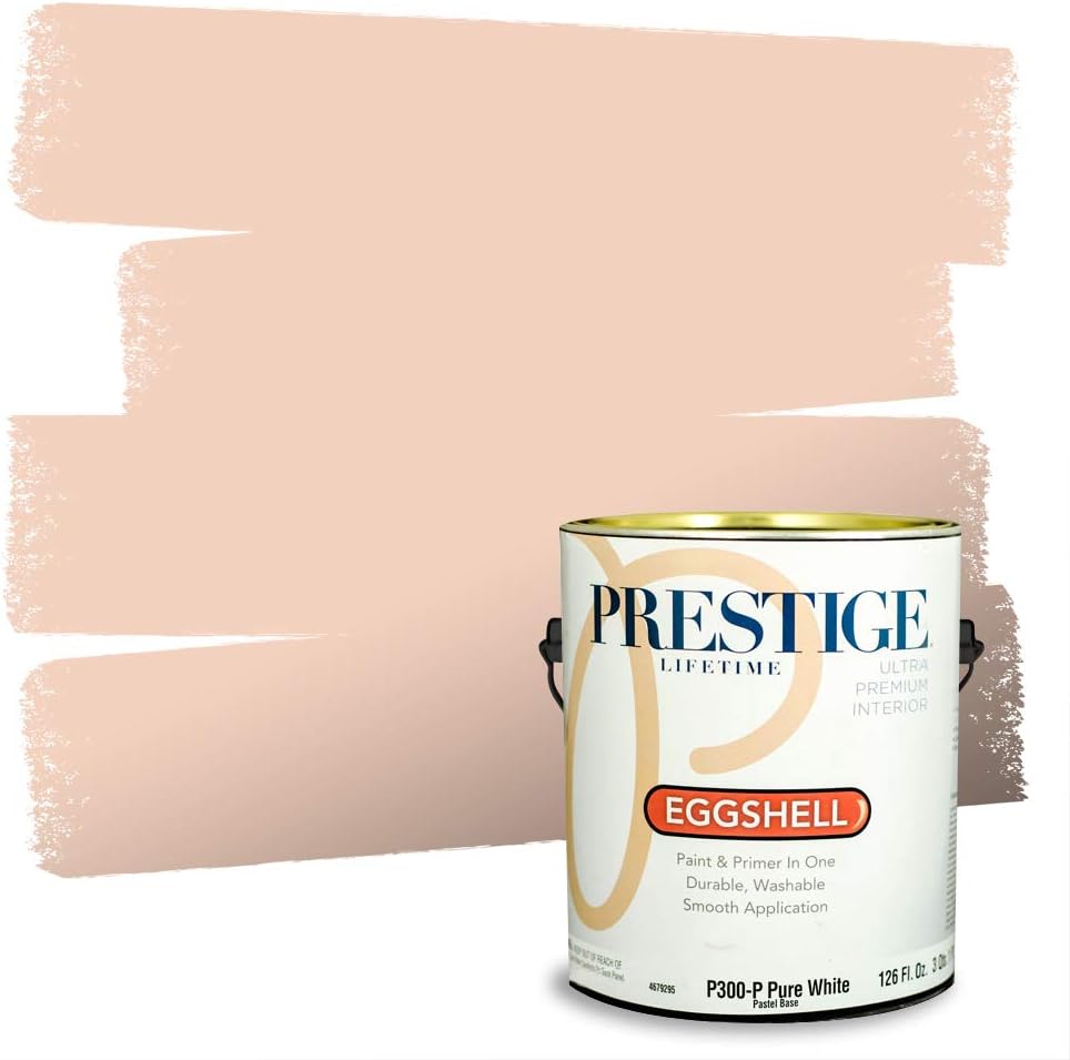 PRESTIGE Paints Exterior Paint and Primer In One, 1-Gallon, Semi-Gloss, Comparable Match of Sherwin Williams* Captivating Cream*