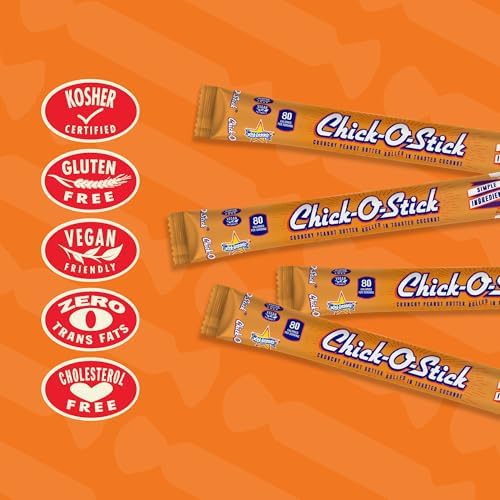 Atkinson's Chick-O-Stick - Crunchy Peanut Butter Rolled in Toasted Coconut - Gluten Free, Kosher, Vegan