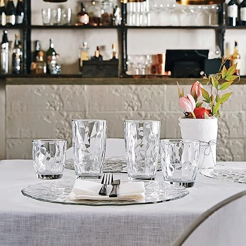 Bormioli Rocco Diamond Cooler Glasses, Ocean Blue, 16 oz, Set of 6
