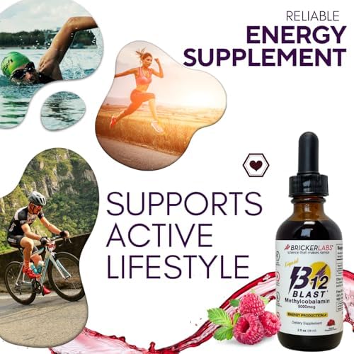 Bricker Labs B12 Blast Methylcobalamin 1000mcg, Great Tasting Sublingual Liquid Energy Vitamins -Vegan B12 Vitamins, Sustained Energy and Cellular Energy Supplement - 59-Day Servings