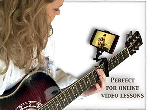 Smartphone Guitar Capo | Android and iPhone Compatible Dock Headstock Neck Clamp | Cell Phone Holder Aid Musicians | Electric or Acoustic Guitars
