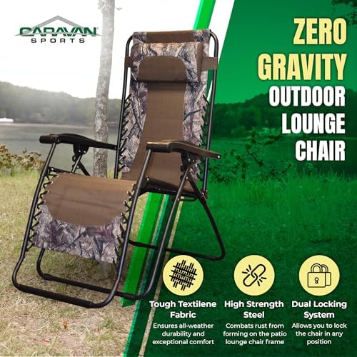 Caravan Canopy Infinity Zero Gravity Steel Frame Patio Deck Chair, Camouflage