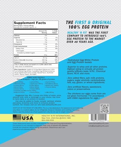 Healthy 'N Fit 100% Egg Protein- Vanilla Ice Cream (2lb): 100% Egg White Protein Plus Natural Peptides. Pure, All Naturally Sweetened Protein
