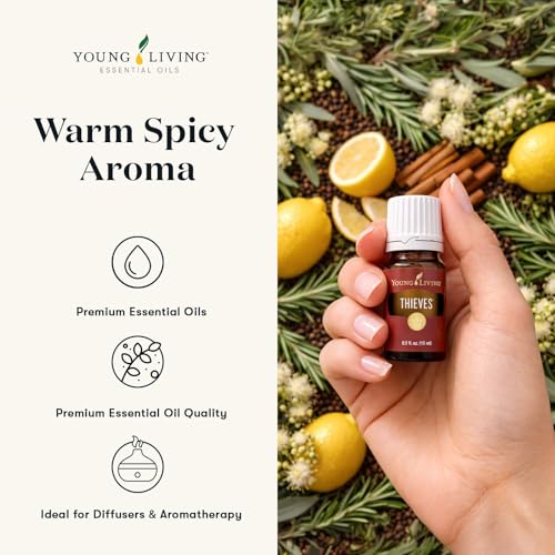 Young Living Thieves Essential Oil Blend 15ml | Natural Aromatherapy Oil for Diffuser & Topical Use with Clove