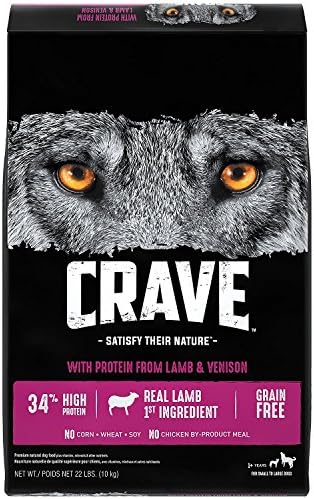 CRAVE Grain Free High Protein Natural Adult Dry Dog Food, Lamb, 4 lb | 34% protein, real animal protein, no by-product meal, no corn, wheat, soy, no artificial flavors, energy support