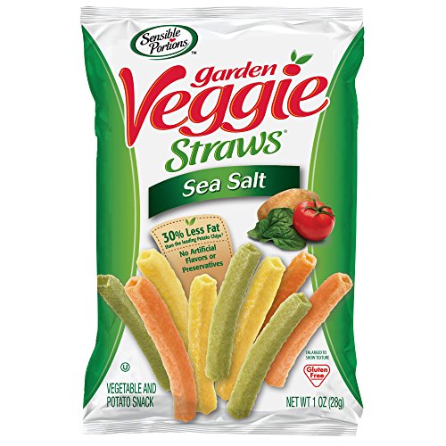 Sensible Portions Garden Veggie Snacks - Veggie Straws, Gluten Free, Snack Size Sea Salt, 1 Oz (Pack of 24)