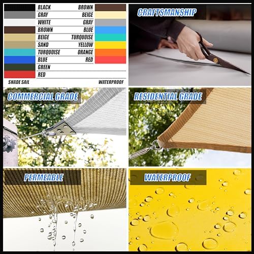Royal Shade 20' x 22' Sand Beige Rectangle Square Sun Shade Sail Order to Make RTAPR1013 Canopy, UPF50+ 95% UV Blockage