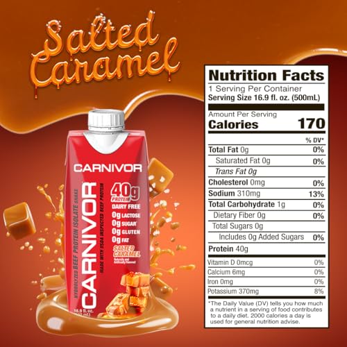 MuscleMeds Carnivor RTD, Ready to Drink Protein, Lactose Free, Sugar Free, 40g Isolate Protein, Muscle Building, Recovery, Chocolate, 16.9 Fl Oz (Pack of 12)