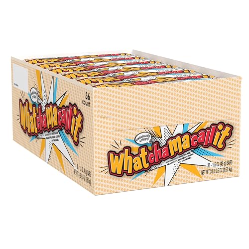 WHATCHAMACALLIT Chocolate Caramel Peanut Crisps Candy Bars, 1.6 oz, 36 Ct | Chocolate, caramel and peanut flavored crisps in bulk bars for candy bowls