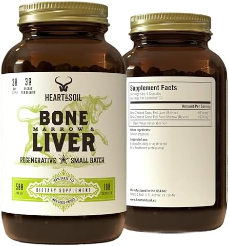 HEART & SOIL Bone Marrow & Beef Liver, 180 Capsules