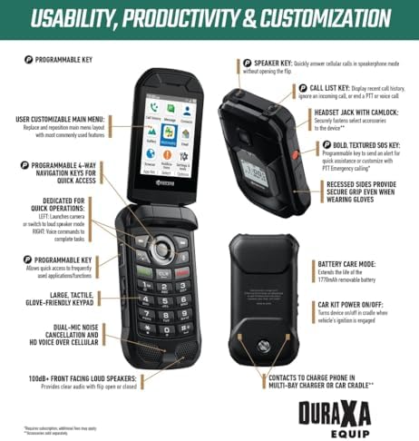 NEW KYOCERA DuraXA Equip E4831 | Unlocked/T-Mobile | 2/16GB | (Camera) | 1YR Factory Warranty Waterproof, Drop Proof