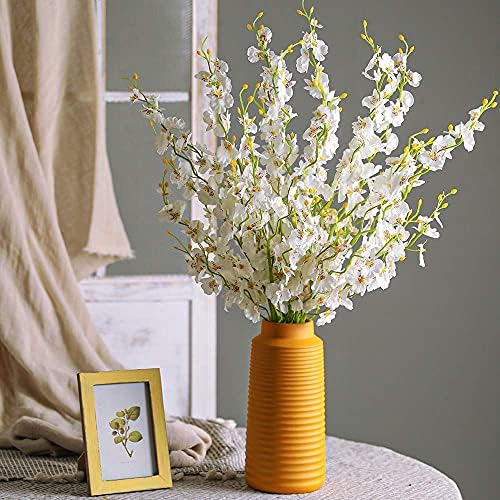 Kisflower 12Pcs Yellow Artificial Orchids Flowers, Dried Silk Orchids