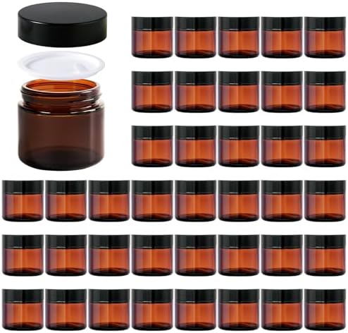 2 oz Glass Jars with Lids, Hoa Kinh 24 Pack Clear Small Cosmetic Glass Jars