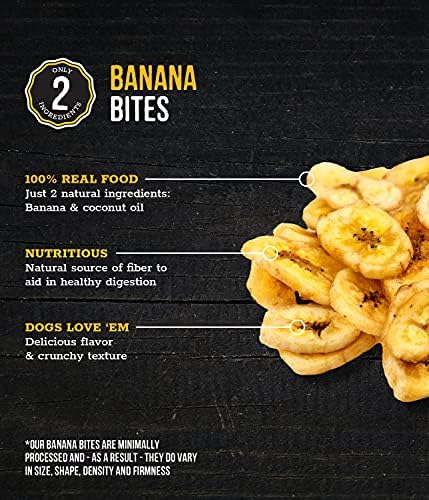 Wholesome Pride Banana Bites Dog Treats – 2-Ingredient Banana Chips for Dogs, Grain-Free, Banana & Coconut Oil, 8 oz