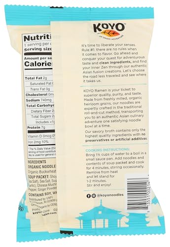 Koyo Ramen Soup, Buckwheat Shoyu, Made With Organic Noodles, No MSG, No Preservatives, Vegan, 2.1 Ounce (Pack of 12)