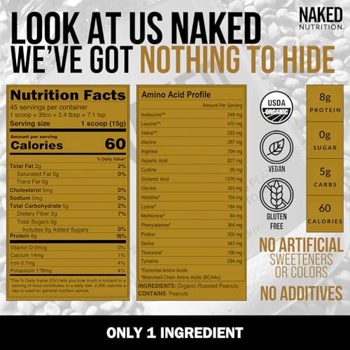 2 LB Powdered Peanut Butter from US Farms – Bulk, Only 1 Ingredient - Roasted Peanuts, Vegan, No Additives, Preservative Free, No Salt, No Sugar - 76 Servings - NAKED PB