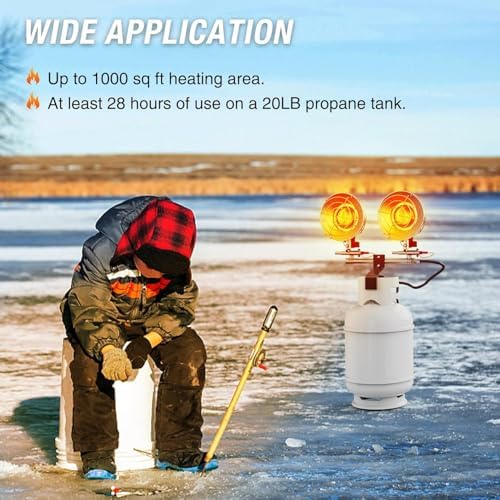 30000 BTU Propane Heater Outdoor, Double Tank Top Cordless Radiant Gas Heater, Tip-Over Protection, Safety Shut-off Valve for Patio, Camping, Fishing
