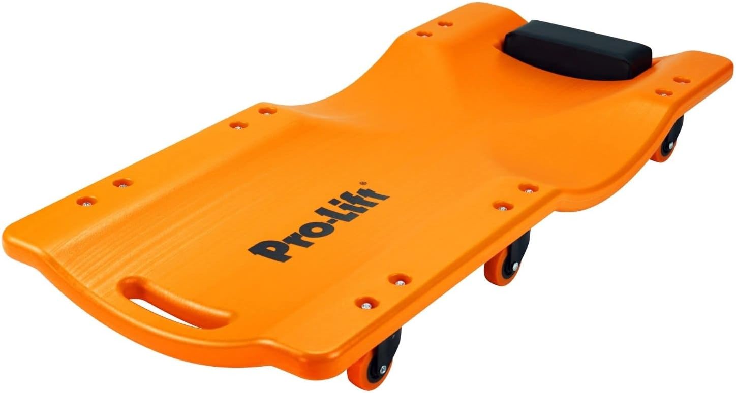 Pro Lift Mechanic Plastic Creeper 36 Inch - Blow Molded Ergonomic HDPE Body with Padded Headrest - 300 Lbs Capacity