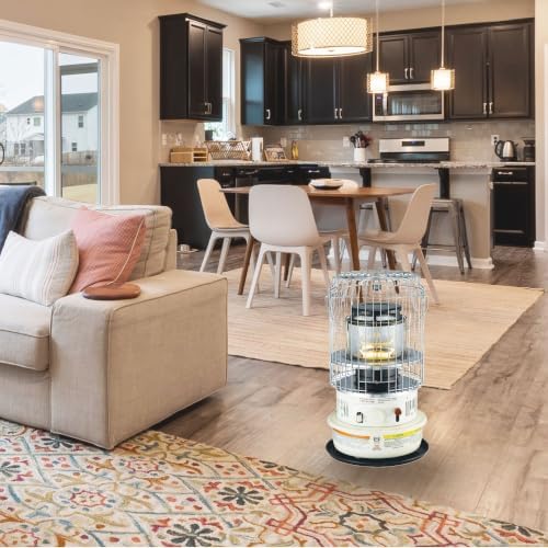 Kero World Kerosene Convection Wick Heater with Radiant and Convective Heat, Lightweight Portable Compact Design, and Sure Seat Chimney System, White.