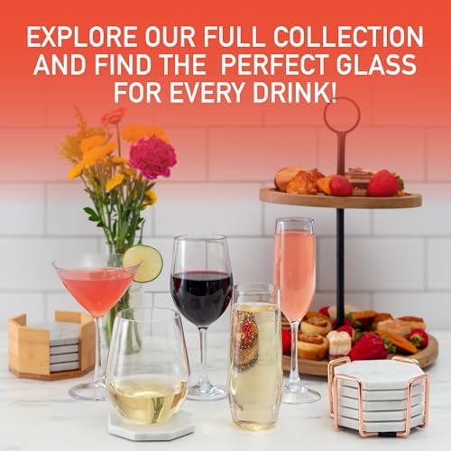 D'Eco 100% Tritan 9 oz Martini Glasses, Shatterproof Glassware, 8 Pack | Reusable