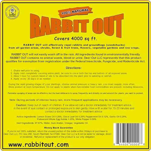 Rabbit & Groundhog Repellent: Rabbit Out 1 Gallon Ready-to-Use- (Refill) | * Sprayer NOT Included *, Rabbit Repellent