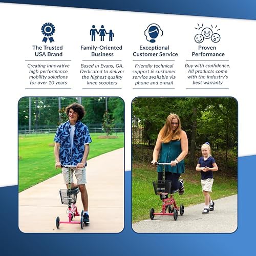 KneeRover Steerable Knee Scooter – Foldable Mobility Aid & Knee Walker with Basket for Adults